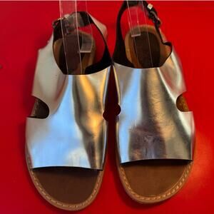 Marni x H&M Silver Leather Flat Sandals US 9 | 40 EU